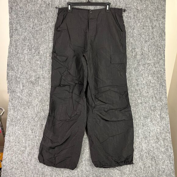 White Fox Pants Womens Small Black Be The Moment Cargo Parachute Wide Leg‎ Baggy - Picture 1 of 9